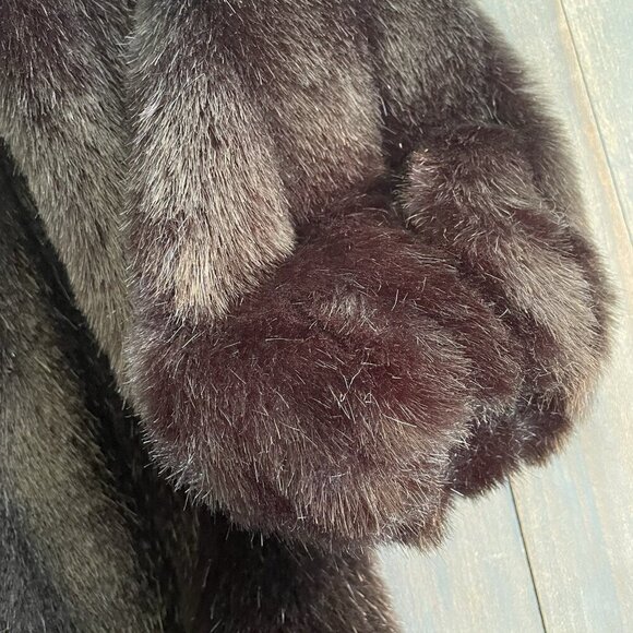 Vintage 1980s Jordache Faux Fur Womens Coat Fully Lined Black - Size 13/14 (Ins) - Picture 5 of 9